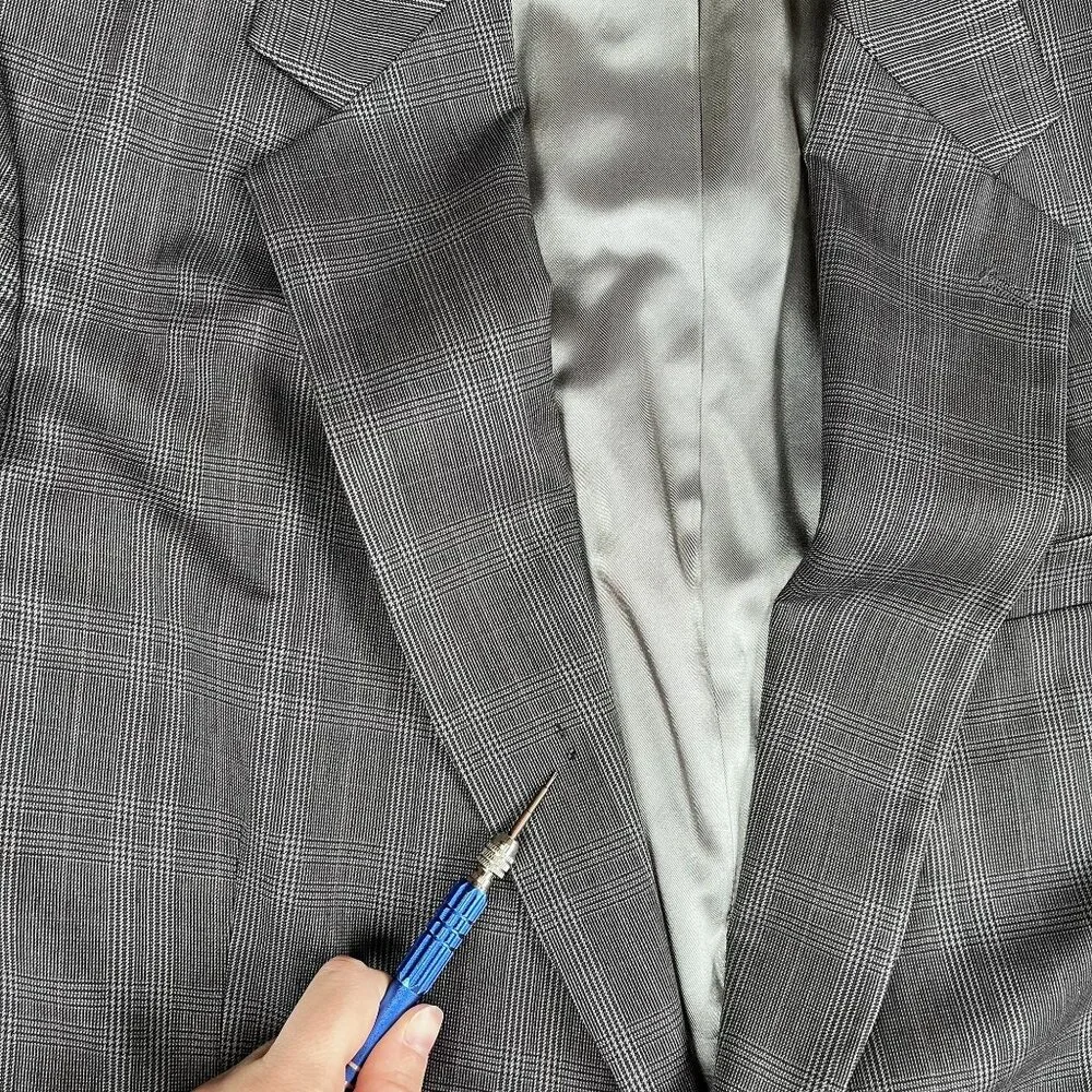 VTG‎ Brooks Brothers Mens 100% Pure Wool Pleated Glen Full Suit Sz 44L Flaw